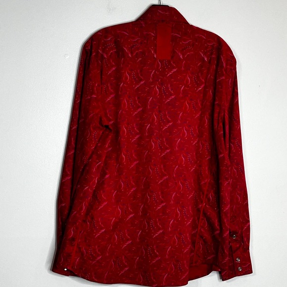 Platini Red Paisley Western Shirt Size L - Picture 2 of 7